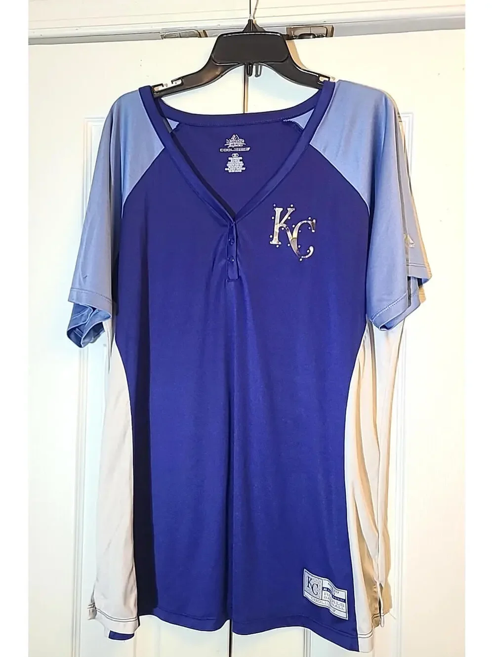 Majestic Fan Fashion Cool Base Womens Kansas City Royals Baseball Shirt 2XL - Picture 1 of 9